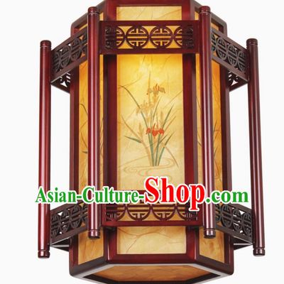 Traditional China Lantern Handmade Wooden Ceiling Lamp Chinese Palace Lantern