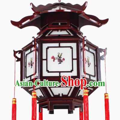 Chinese Palace Lantern Traditional China Lantern Handmade Wooden Ceiling Lamp