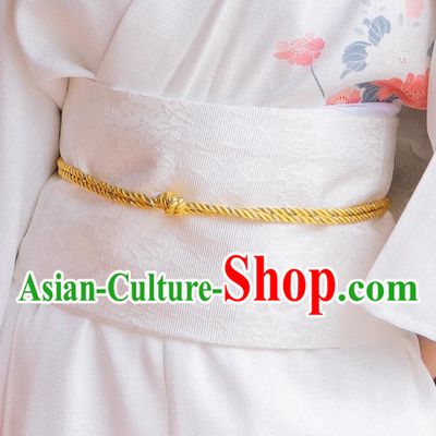 Japan Kimono Waistband Handmade White Broad Sash Traditional Japanese Obi Belt
