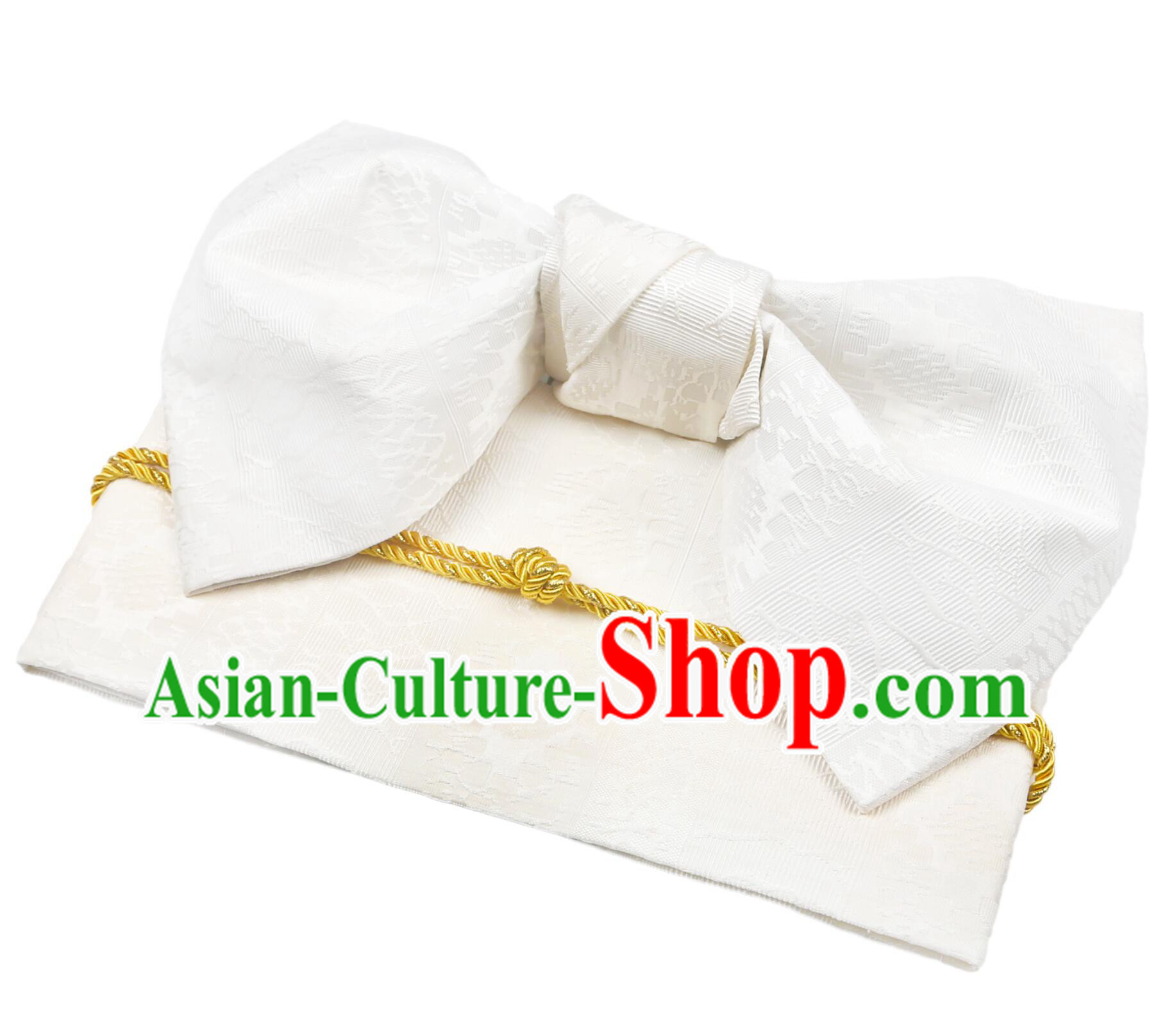 Japan Kimono Waistband Handmade White Broad Sash Traditional Japanese Obi Belt Japan Kimono Waistband Handmade White Broad Sash Traditional Japanese Obi Belt
