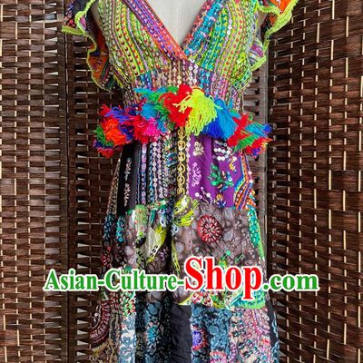 Thailand Traditional Costume Beach Photography Short Dress Asian Thai Clothing for Women