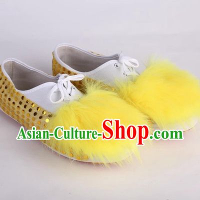 Handmade Lion Dance Shoes Chinese Lion Performance Fur Shoes