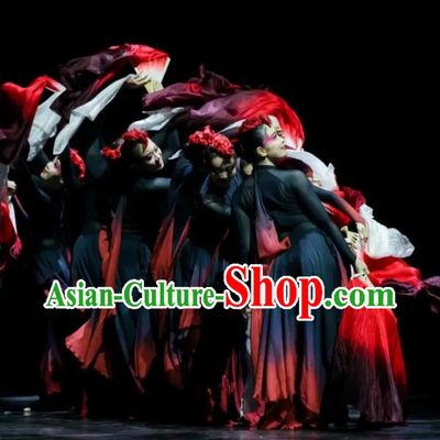 Chinese Yangko Dance Garment Lotus Awards Folk Dance Dance Dress Women Group Fan Dance Costume