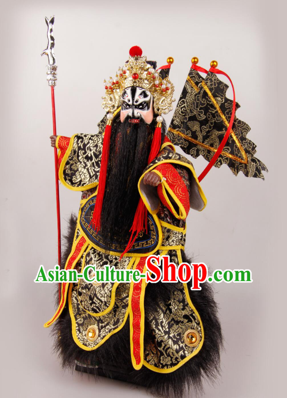Zhang Fei Hand Puppet Art Handmade Traditional Chinese Peking Opera General Glove Puppet