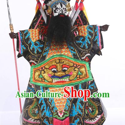 Zhang Yi De Hand Puppet Art Handmade Wood Carving Head Zhang Fei Puppet Traditional Chinese Peking Opera General Glove Puppet