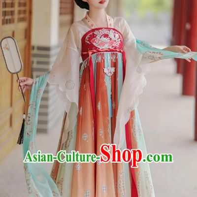 Hanfu Tang Dynasty One Piece High Waist Ruqun Chinese Hezi Dress Ancient Goddess Costume
