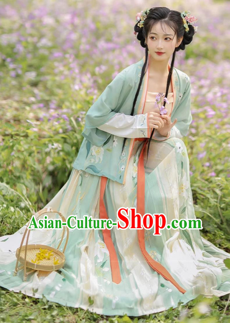 Chinese Song Dynasty Hanfu Beizi Duijin One Piece High Waist Skirt Full Set Chinese Song Dynasty Hanfu Beizi Duijin One Piece High Waist Skirt Full Set