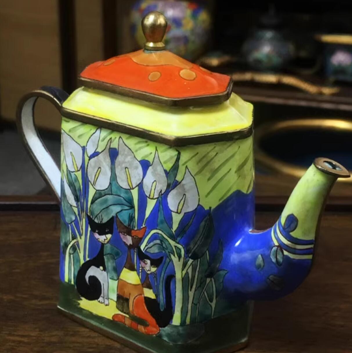 Chinese Hand Painted Enamel Craft Cloisonne Teapot Collection Chinese Hand Painted Enamel Craft Cloisonne Teapot Collection