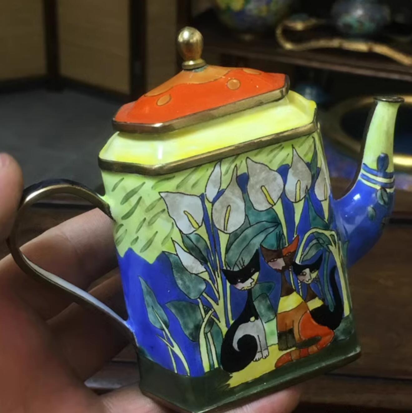 Chinese Hand Painted Enamel Craft Cloisonne Teapot Collection Chinese Hand Painted Enamel Craft Cloisonne Teapot Collection