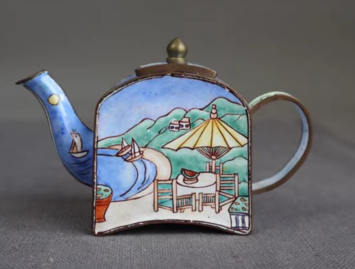 Cloisonne Teapot Collection Chinese Hand Painted Enamel Craft
