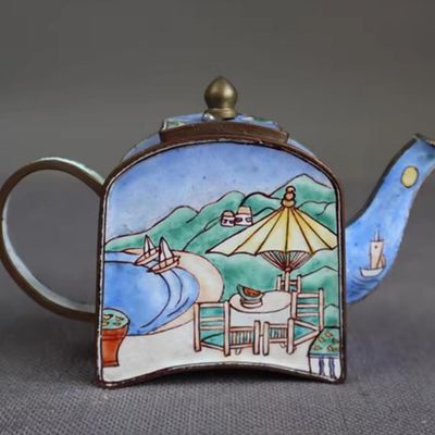 Cloisonne Teapot Collection Chinese Hand Painted Enamel Craft