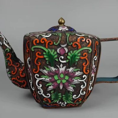 Cloisonne Teapot Collection Chinese Hand Painted Enamel Craft Intertwined Lotus