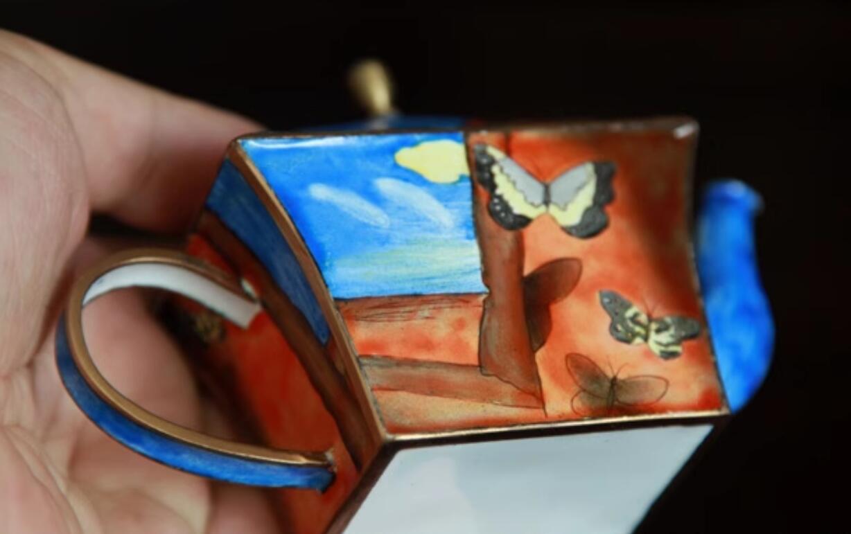 Chinese Hand Painted Enamel Craft Cloisonne Teapot Collection Dancing Butterflies Chinese Hand Painted Enamel Craft Cloisonne Teapot Collection Dancing Butterflies