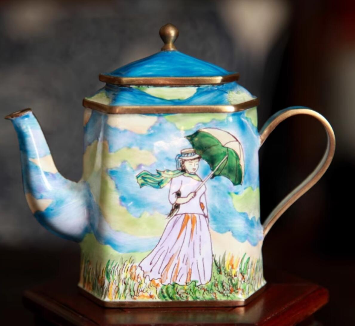 Chinese Hand Painted Enamel Craft Cloisonne Teapot Collection Beautiful Girl Chinese Hand Painted Enamel Craft Cloisonne Teapot Collection Beautiful Girl