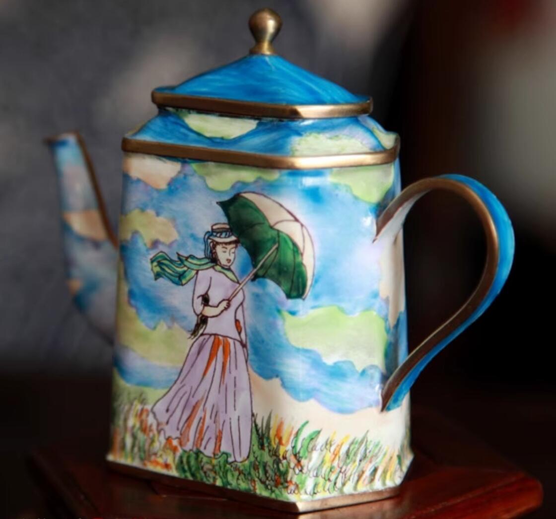 Chinese Hand Painted Enamel Craft Cloisonne Teapot Collection Beautiful Girl Chinese Hand Painted Enamel Craft Cloisonne Teapot Collection Beautiful Girl