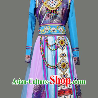 Chinese Ethnic Tibetan Women Performance Costume Stage Dress Zang Nationality Dance Performance Clothing