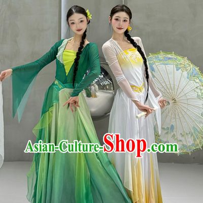 See You Again Green And White Duet Classical Dance Dresses Green Snake White Snake Style Stage Performance Costumes Complete Set