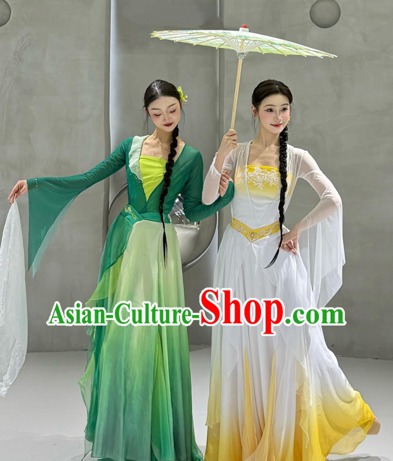 See You Again Green And White Duet Classical Dance Dresses Green Snake White Snake Style Stage Performance Costumes
