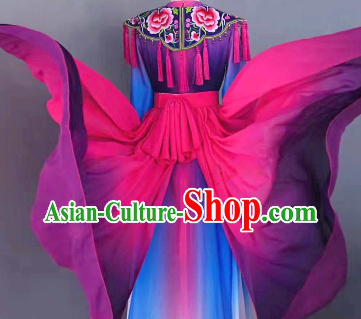 Chinese Ethnic Minority Dance Costume Blooming Rhododendron Stage Performance Clothing Women Group Dance Dress