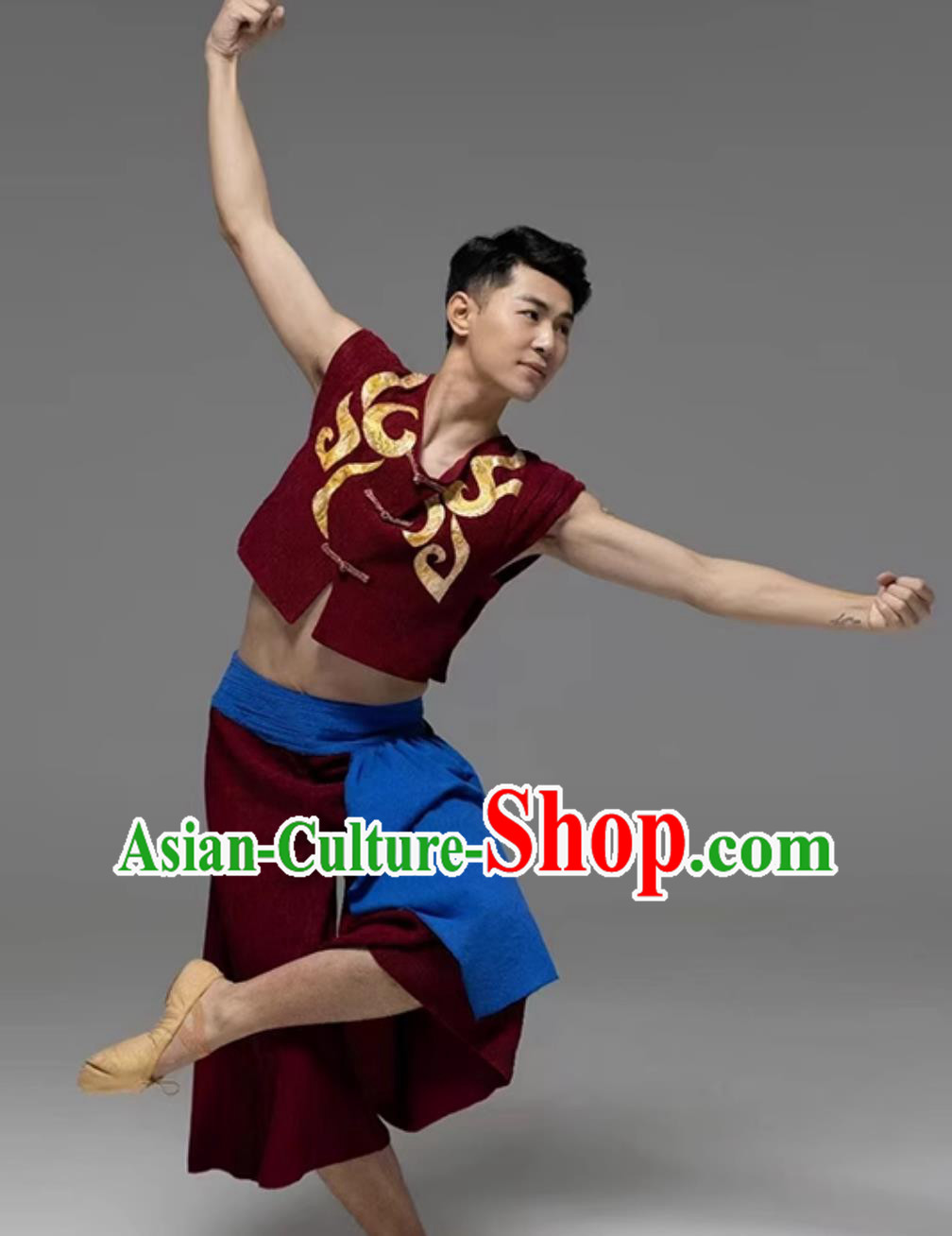Wine Red Harvest Song Dance Costume Wheat Threshing Chant Performance Outfit Song And Farmer Labor Dance Clothing