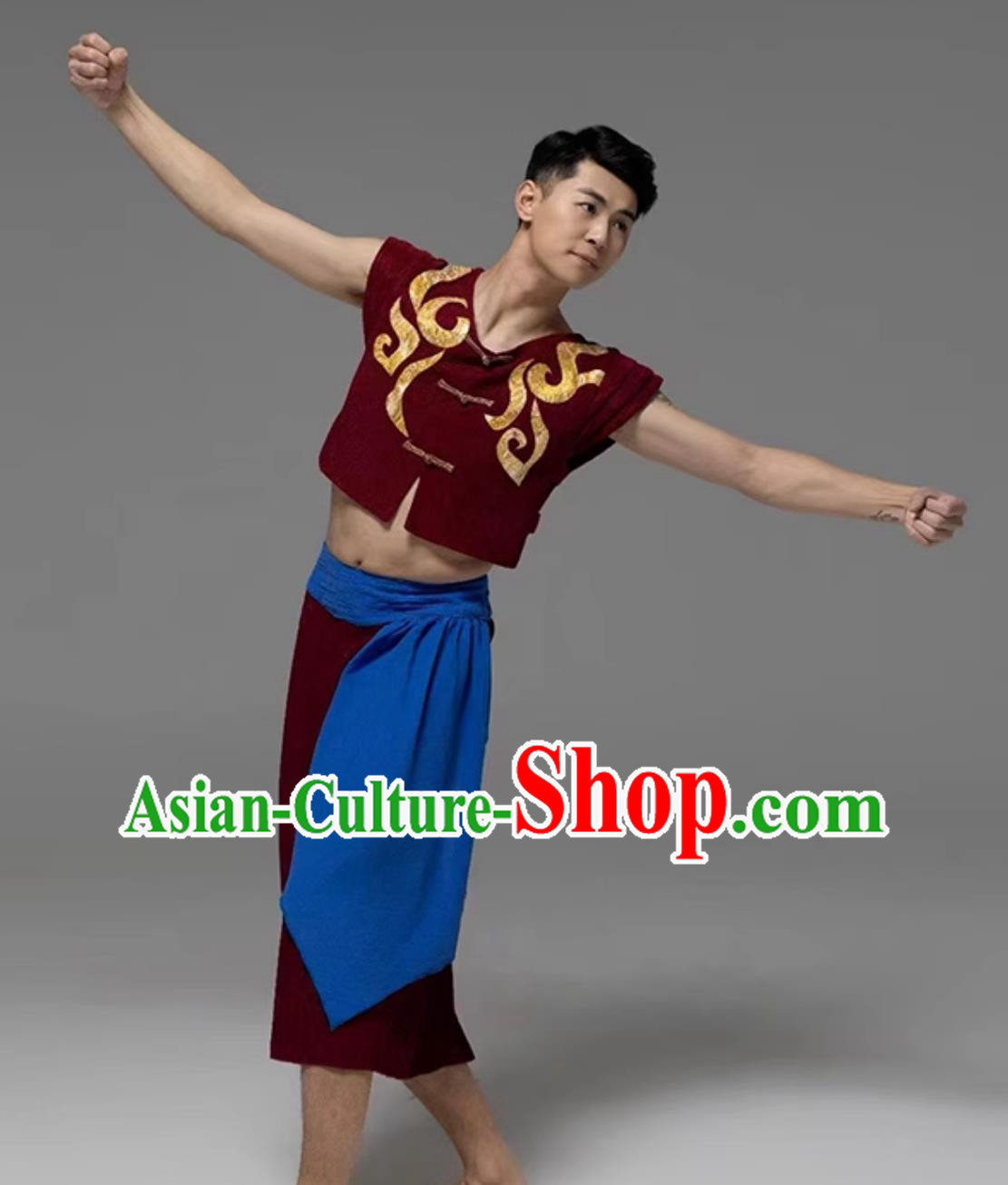 Wine Red Harvest Song Dance Costume Wheat Threshing Chant Performance Outfit Song And Farmer Labor Dance Clothing