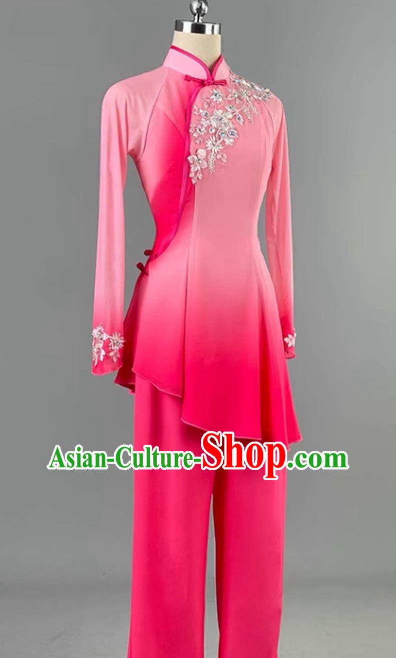 Classical Dance Costume Qianqian By The Fen River Dance Pink Outfit Traditional Chinese Style Jiaozhou Yangko Fan Dance Clothing