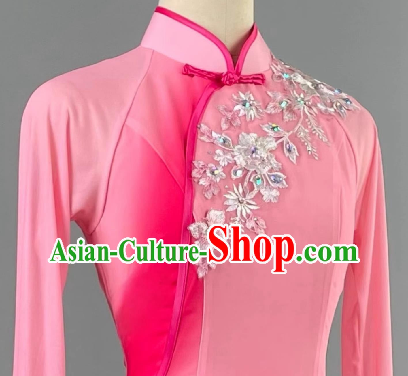 Classical Dance Costume Qianqian By The Fen River Dance Pink Outfit Traditional Chinese Style Jiaozhou Yangko Fan Dance Clothing