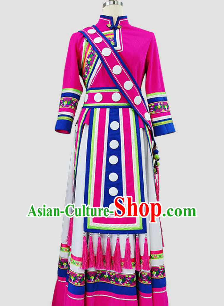 Chinese Ethnic Minority Dance Costume Yunnan March Third Performance Clothing Miao Yi Tujia Festival Dress and Headwear