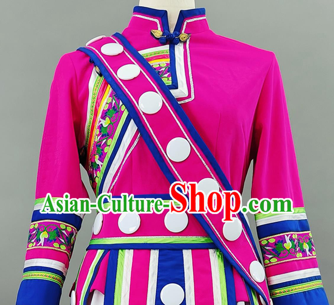 Chinese Ethnic Minority Dance Costume Yunnan March Third Performance Clothing Miao Yi Tujia Festival Dress and Headwear