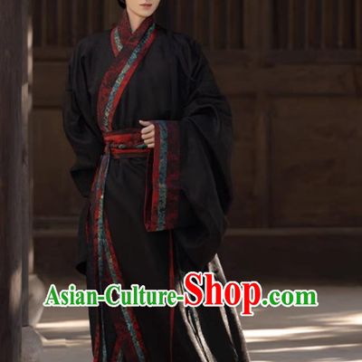 Hanfu Warring States Robe Qin And Han Dynasty Trailing Zhiju Chinese Restoration Men Style Costume