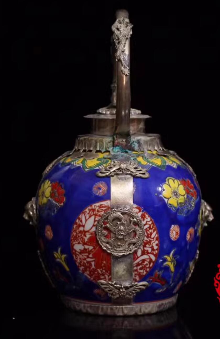 Chinese Traditional Enamel Craft Cloisonne Teapot Lion Head Dragon and Phoenix Bringing Prosperity Chinese Traditional Enamel Craft Cloisonne Teapot Lion Head Dragon and Phoenix Bringing Prosperity