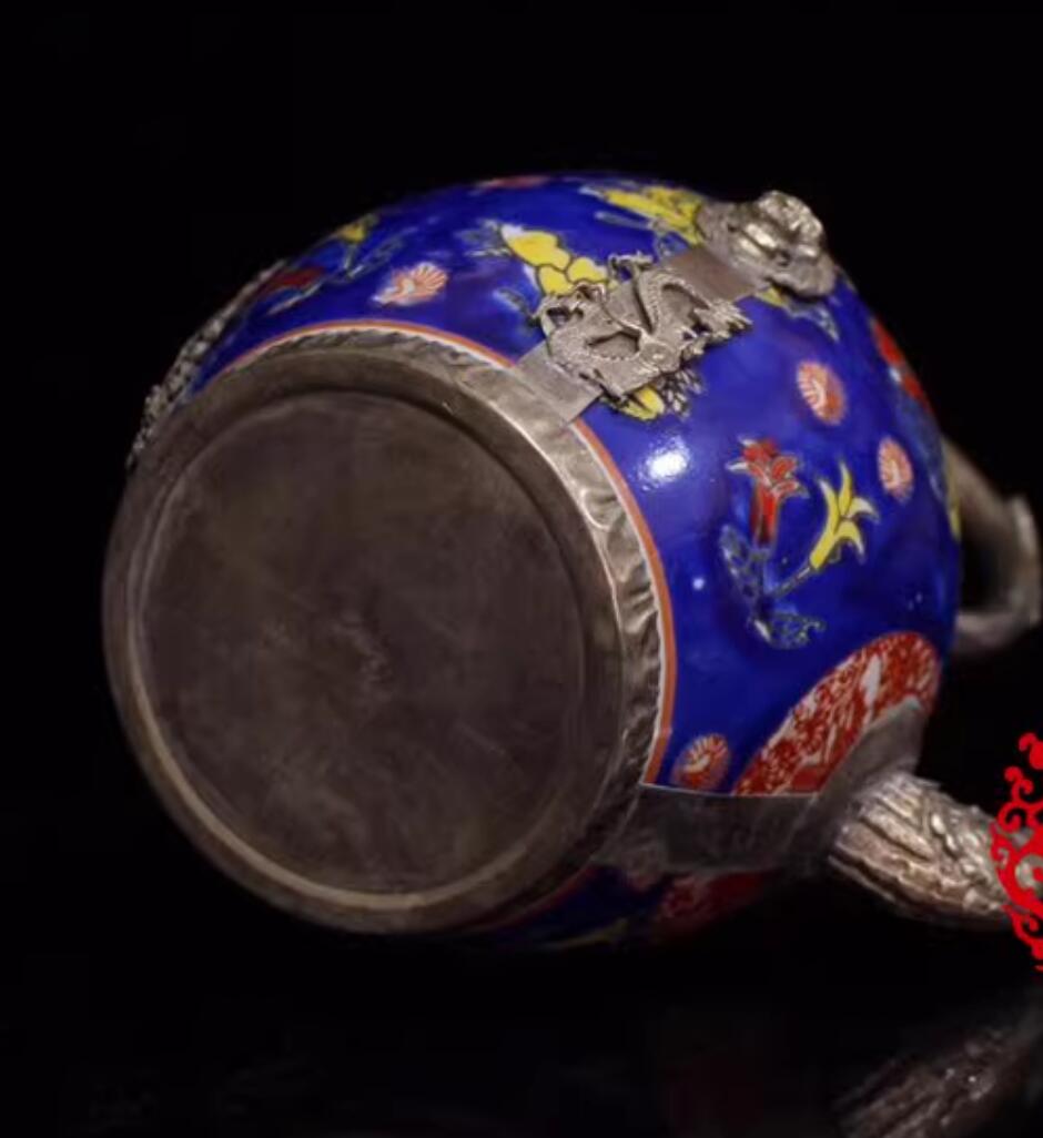Chinese Traditional Enamel Craft Cloisonne Teapot Lion Head Dragon and Phoenix Bringing Prosperity Chinese Traditional Enamel Craft Cloisonne Teapot Lion Head Dragon and Phoenix Bringing Prosperity
