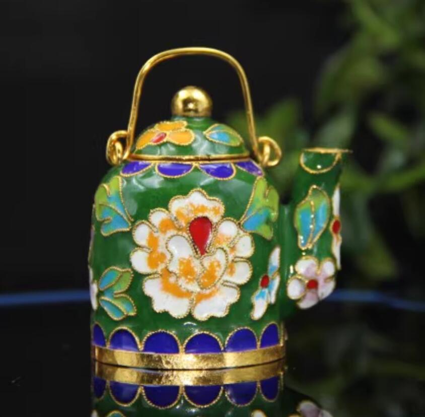 Rich Peony Chinese Traditional Enamel Craft Cloisonne Mini Teapot Rich Peony Chinese Traditional Enamel Craft Cloisonne Mini Teapot