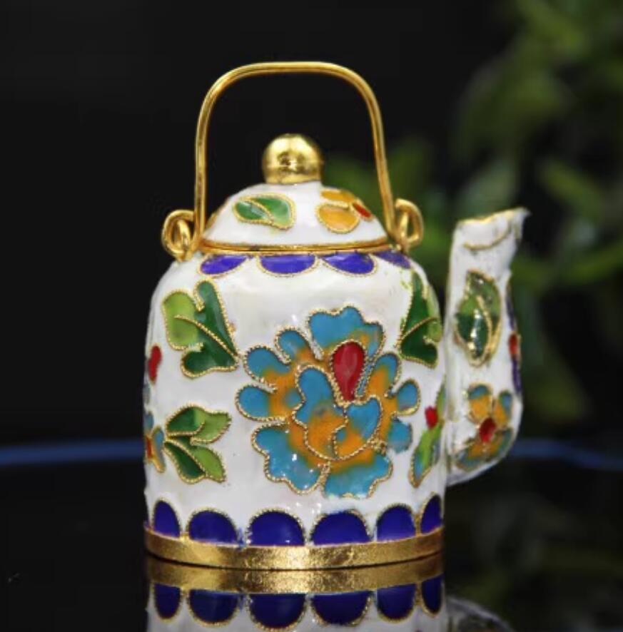 Rich Peony Chinese Traditional Enamel Craft Cloisonne Mini Teapot Rich Peony Chinese Traditional Enamel Craft Cloisonne Mini Teapot