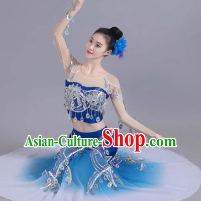 Dai Ethnic Dance Costume Colorful Yunnan Peacock Dance Performance Dress Slim Fit Bodycon Skirt Chinese Umbrella Dance Clothing