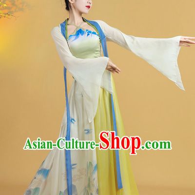Children Classical Dance Costume Women Elegant Chiffon Chinese Style Ethereal Practice Wear Art Exam Ethnic Performance Outfit