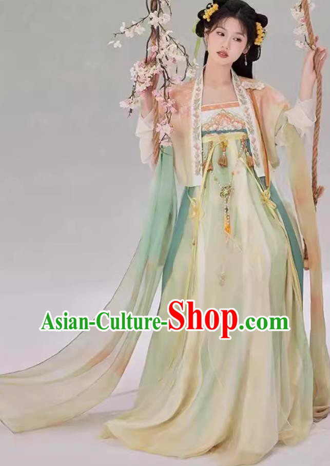 Hanfu Women High Waist Chinese Fairy Style Costume Spring Summer Ruqun Dress With Embroidery Hanfu Women High Waist Chinese Fairy Style Costume Spring Summer Ruqun Dress With Embroidery