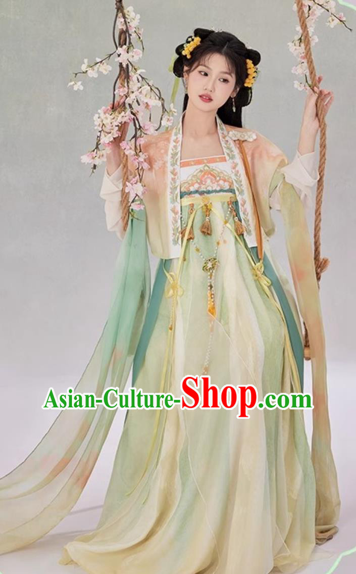 Hanfu Women High Waist Chinese Fairy Style Costume Spring Summer Ruqun Dress With Embroidery Hanfu Women High Waist Chinese Fairy Style Costume Spring Summer Ruqun Dress With Embroidery