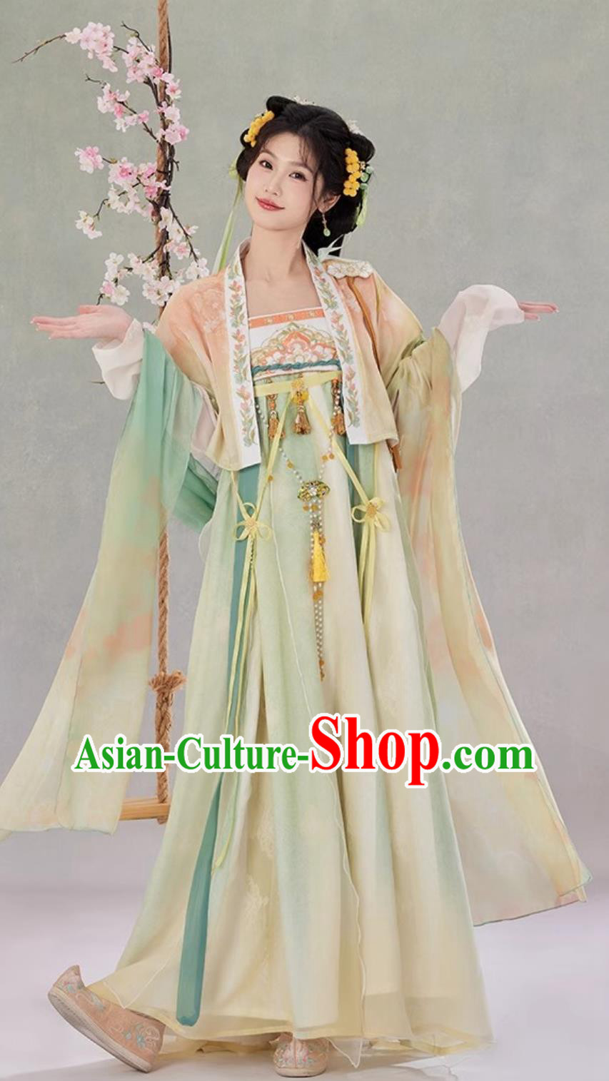 Hanfu Women High Waist Chinese Fairy Style Costume Spring Summer Ruqun Dress With Embroidery Hanfu Women High Waist Chinese Fairy Style Costume Spring Summer Ruqun Dress With Embroidery