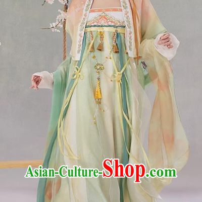 Hanfu Women High Waist Chinese Fairy Style Costume Spring Summer Ruqun Dress with Embroidery