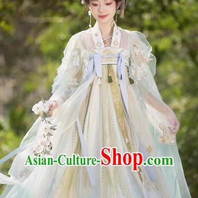 Hanfu Women Doupeng Embroidery High Waist Ruqun Dress Chinese Tang Dynasty Style Clothing