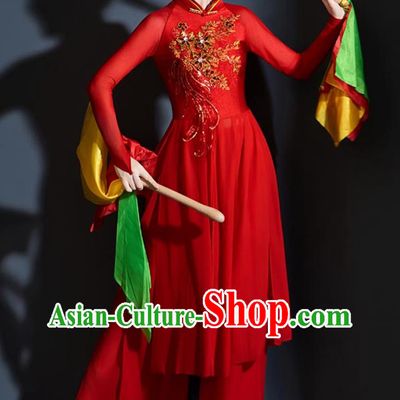 Yangko Dance Performance Clothing Chinese Festive Drum Dance Lantern Dance Red Outfit Performance Costume Women
