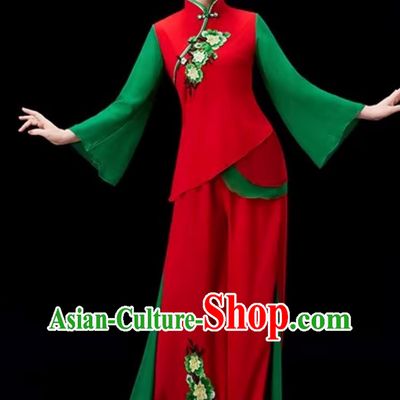 Jiaozhou Yangko Dance Costume Performance Costume Chinese Fan Dance Costume Festive Waist Drum Dance Costume