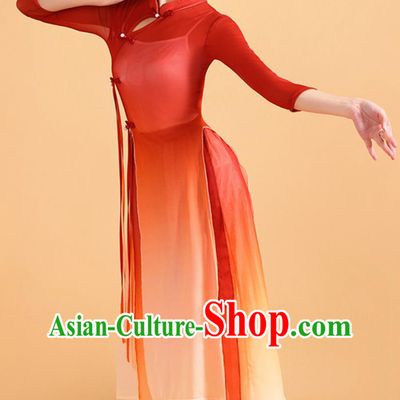 Classical Dance Costume Practice Wear Set Jiangnan Fan Dance Cheongsam Chinese Chiffon Dress Classical Dance Costume