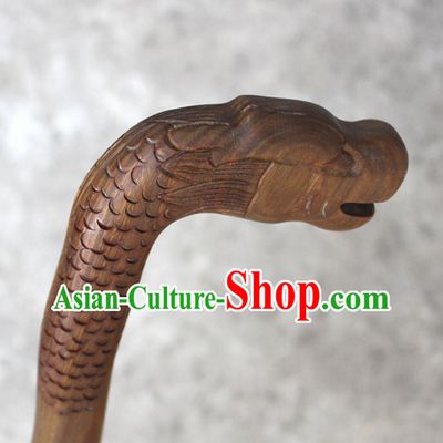 Chinese Hand Carved Cloud Dragon Cane Verawood Crutch