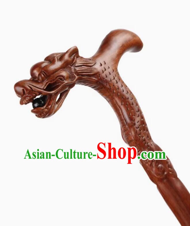 Chinese Hand Carved Cloud Dragon Cane Rosewood Crutch Chinese Hand Carved Cloud Dragon Cane Rosewood Crutch