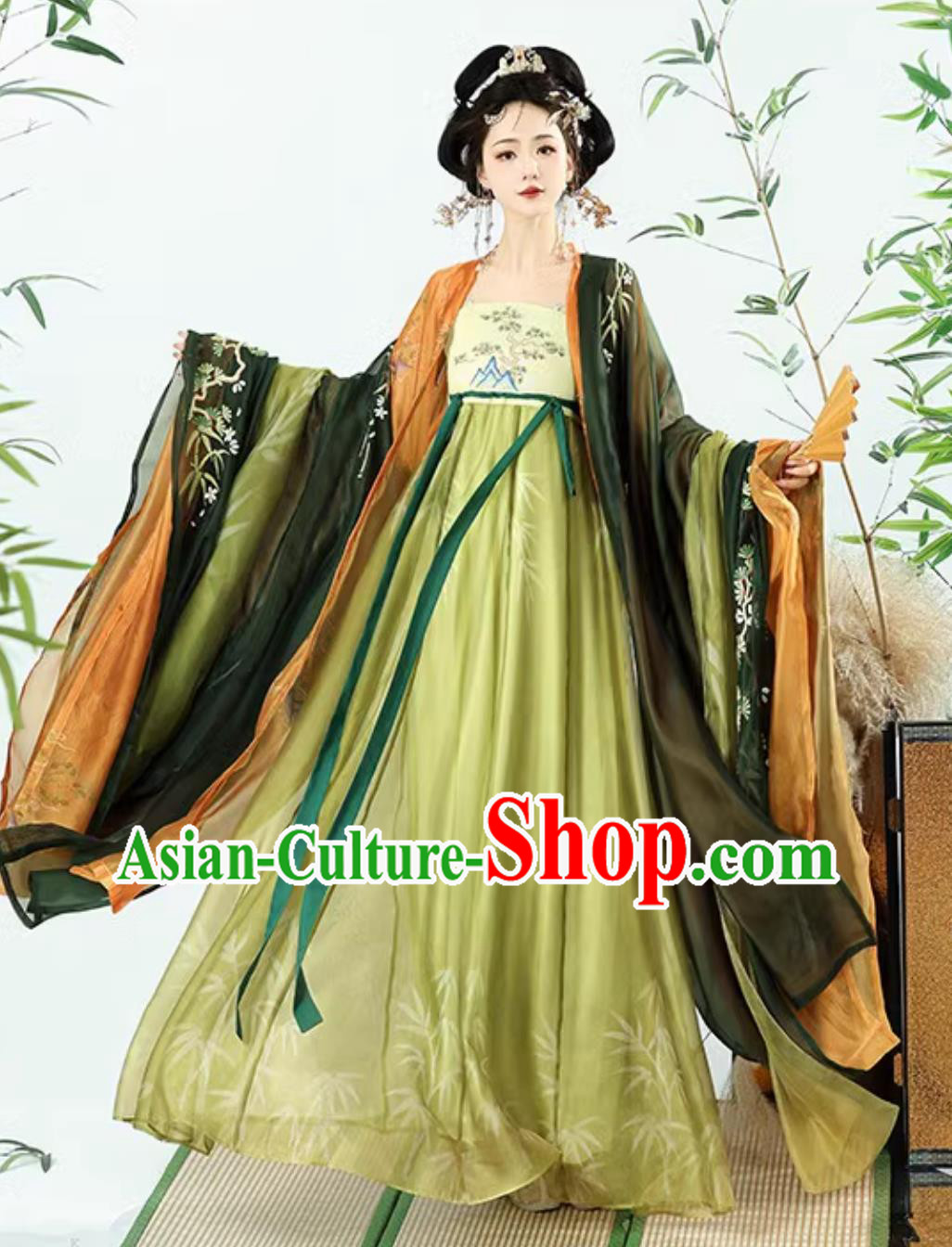 Chinese Tang Dynasty HanFu Women HeZiQun Embroidered Wide Sleeve Robe Complete Set Chinese Tang Dynasty HanFu Women HeZiQun Embroidered Wide Sleeve Robe Complete Set