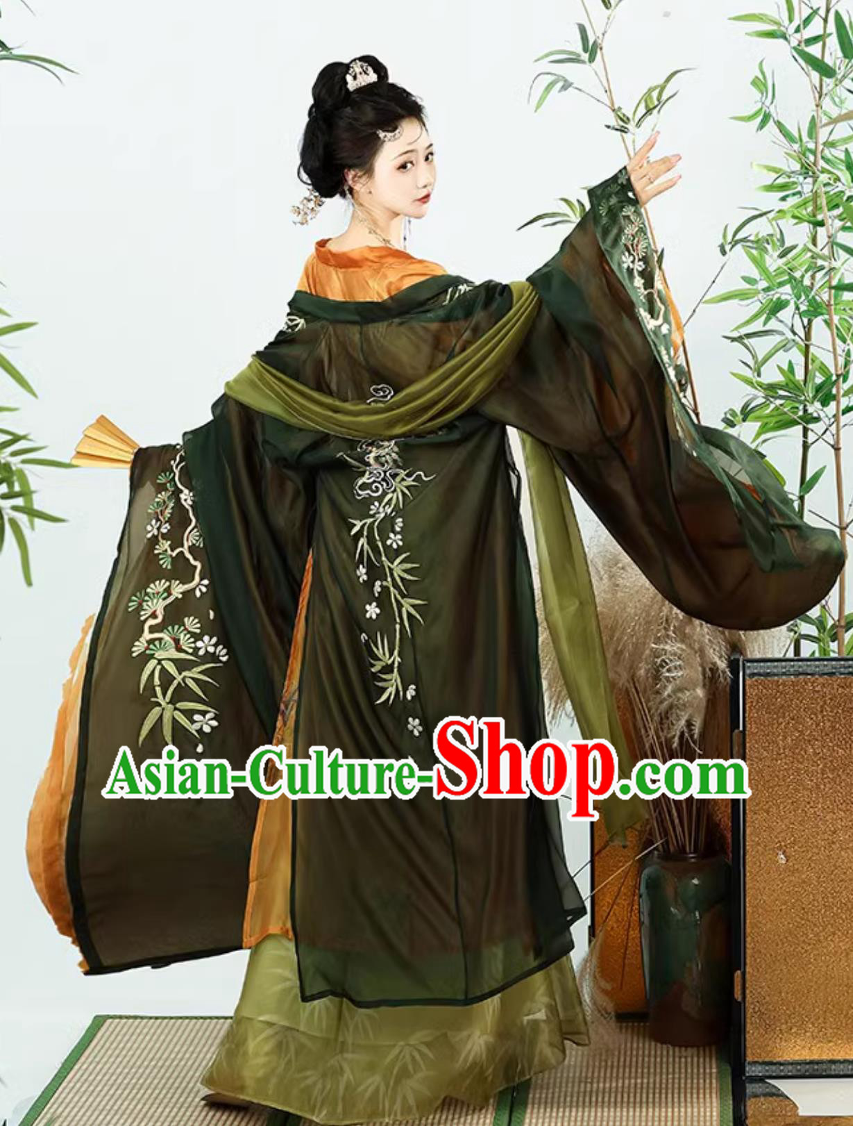 Chinese Tang Dynasty HanFu Women HeZiQun Embroidered Wide Sleeve Robe Complete Set Chinese Tang Dynasty HanFu Women HeZiQun Embroidered Wide Sleeve Robe Complete Set