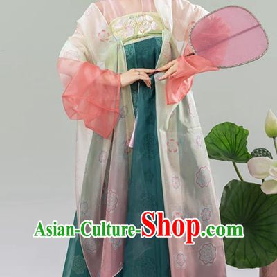 Chinese Tang Dynasty HanFu Dress Lotus Qixiong Ruqun for Girls