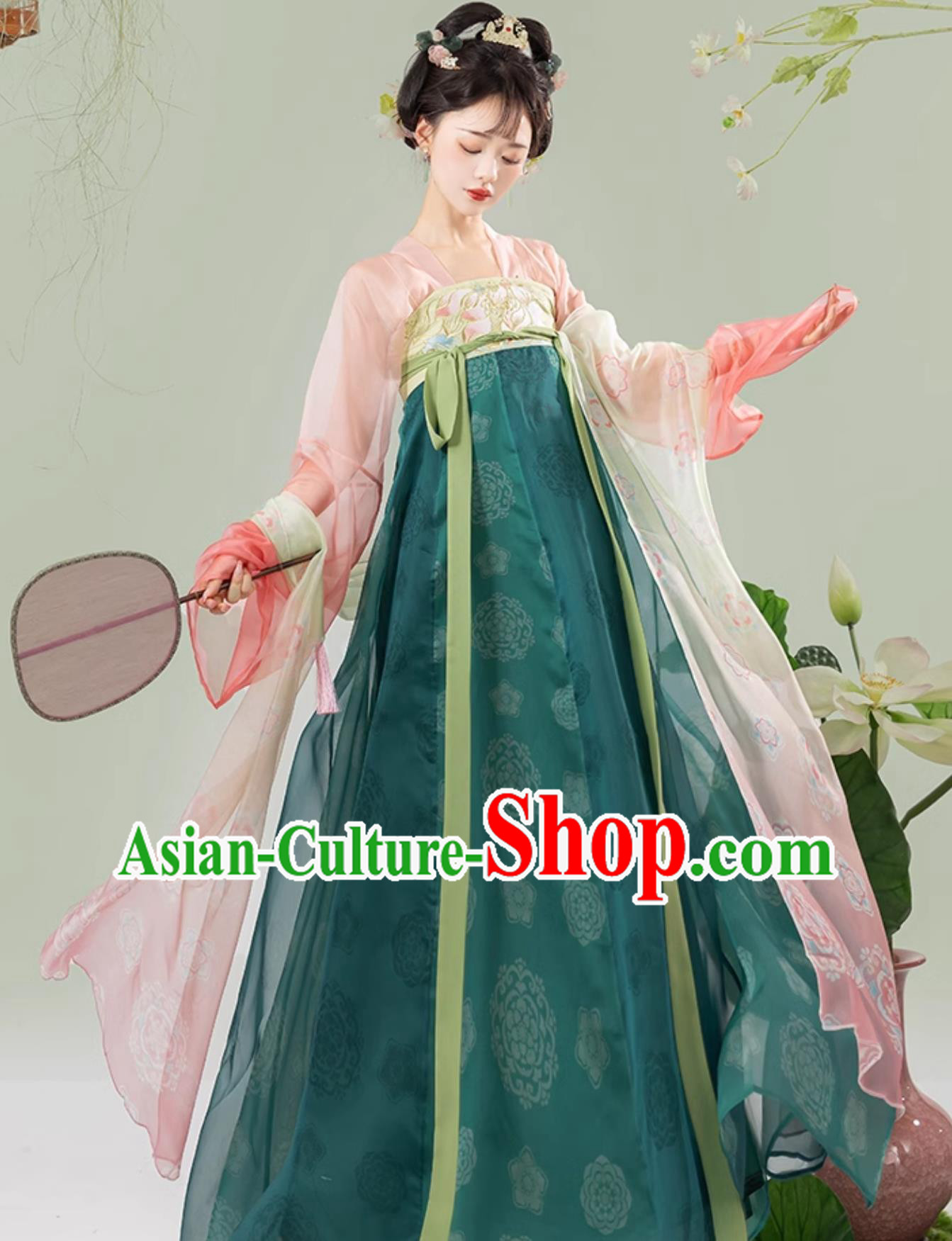 Chinese Tang Dynasty HanFu Dress Lotus Qixiong Ruqun for Girls